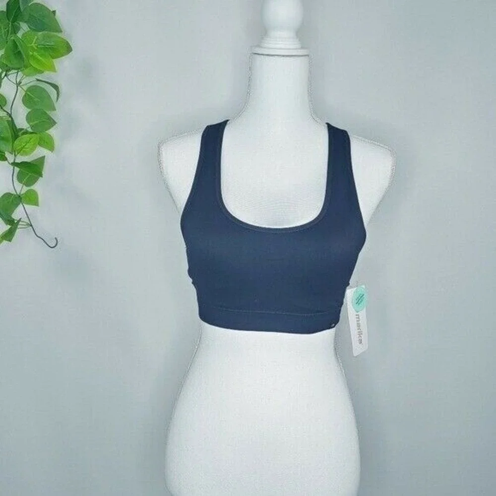 Marika Sports Bra Black Seamless Ladder Back Racerback WMS SM Yoga/Pilates Top